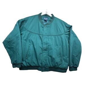 Vintage 90s Par Four Bomber Puffer Quilted Lined Jacket Mens Large Green Preppy